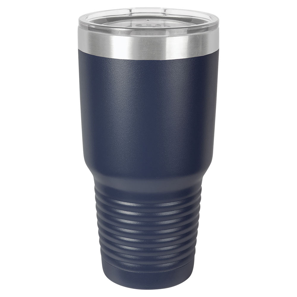 Personalized Laser Engraved Polar Camel 30 oz. Navy Blue Vacuum Insulated Ringneck Tumbler with Clear Lid