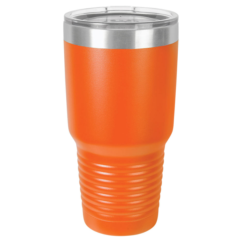 Personalized Laser Engraved Polar Camel 30 oz. Orange Vacuum Insulated Ringneck Tumbler with Clear Lid