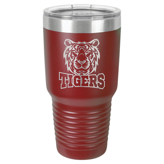 Personalized Laser Engraved Polar Camel 30 oz. Maroon Vacuum Insulated Ringneck Tumbler with Clear Lid