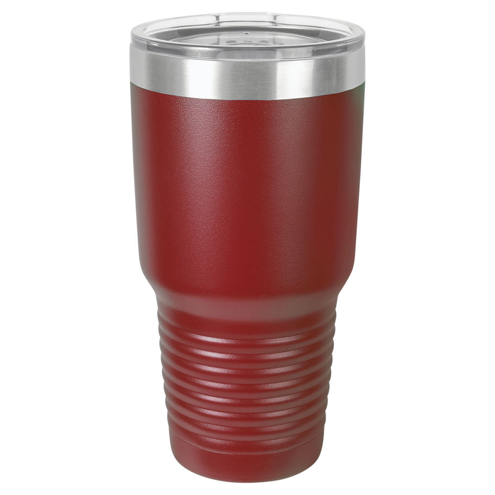 Personalized Laser Engraved Polar Camel 30 oz. Maroon Vacuum Insulated Ringneck Tumbler with Clear Lid