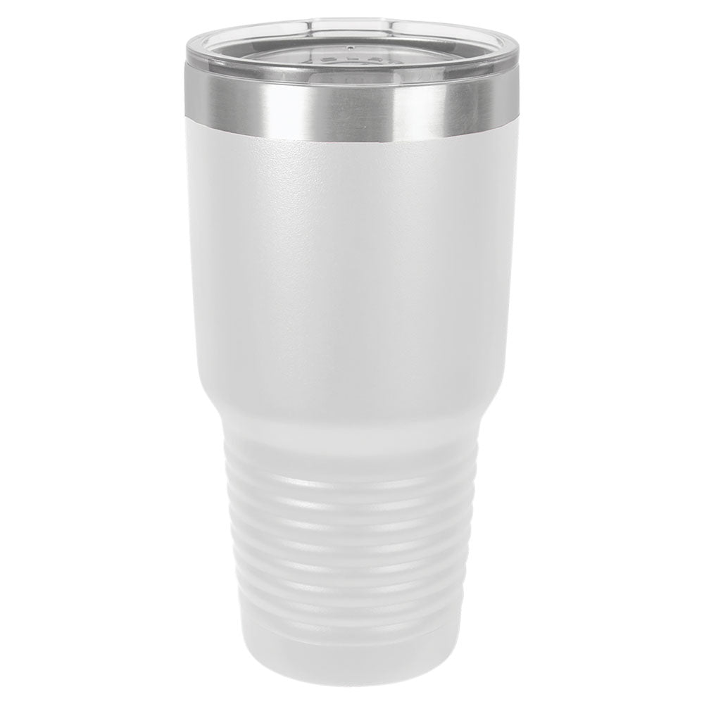 Personalized Laser Engraved Polar Camel 30 oz. White Vacuum Insulated Ringneck Tumbler with Clear Lid