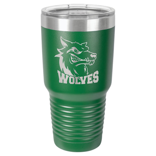 Personalized Laser Engraved Polar Camel 30 oz. Green Vacuum Insulated Ringneck Tumbler with Clear Lid