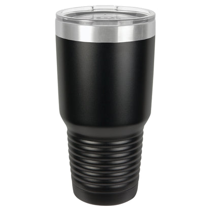 Personalized Laser Engraved  Black/Silver Ring 30 oz. Polar Camel Ringneck Tumbler with Clear Lid