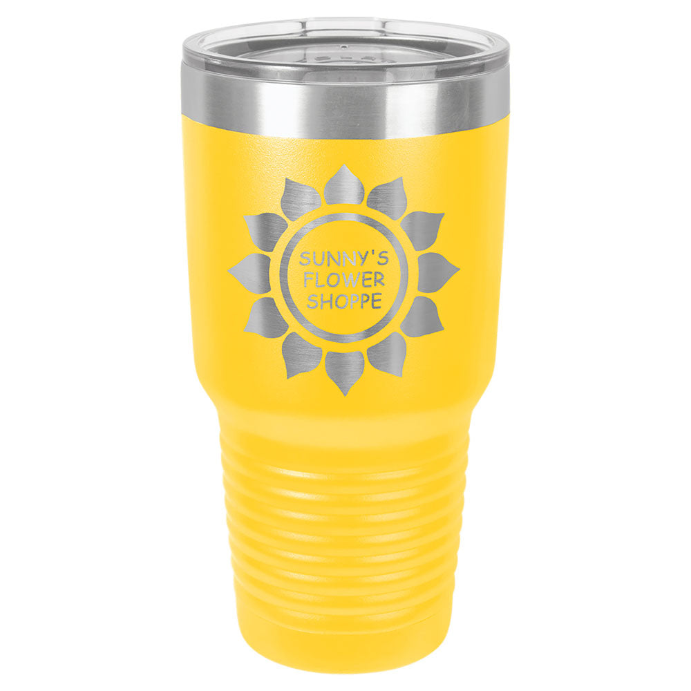 Personalized Laser Engraved Polar Camel 30 oz. Yellow Vacuum Insulated Ringneck Tumbler with Clear Lid