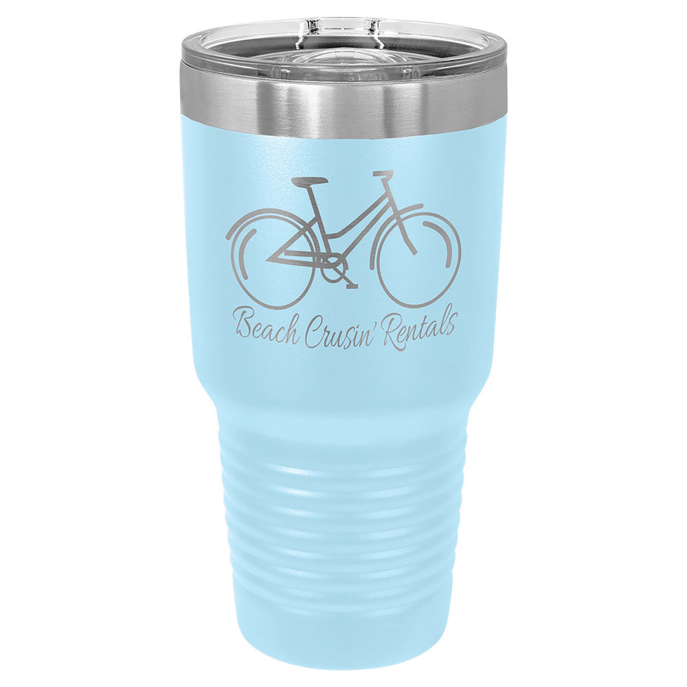 Personalized Laser Engraved Polar Camel 30 oz. Light Blue Insulated Ringneck Tumbler with Slider Lid