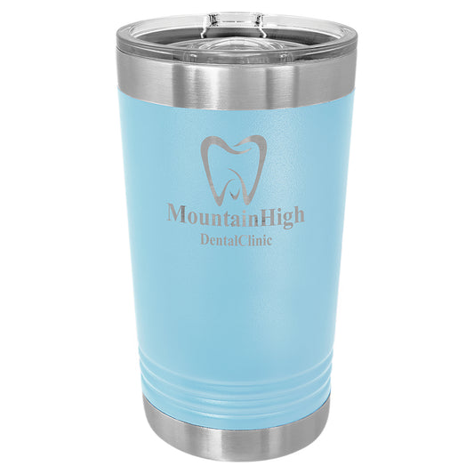 Personalized Laser Engraved  Light Blue oz Polar Camel Pint Tumbler with Slider Lid