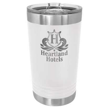 Personalized Laser Engraved  White oz Polar Camel Pint Tumbler with Slider Lid