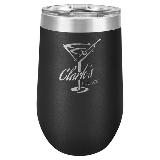 Personalized Laser Engraved Polar Camel 16 oz. Black Vacuum Insulated Stemless Tumbler with Lid