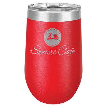 Personalized Laser Engraved Polar Camel 16 oz. Red Vacuum Insulated Stemless Tumbler with Lid