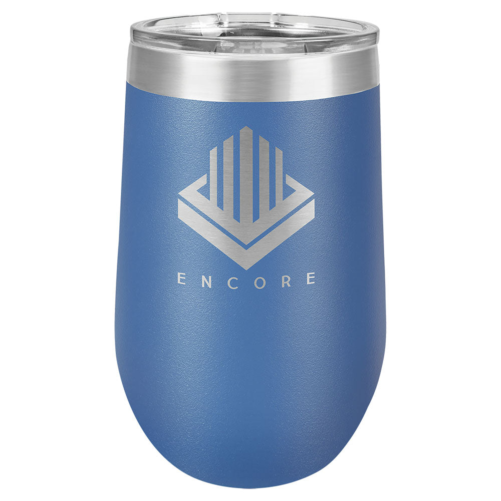 Personalized Laser Engraved Polar Camel 16 oz. Royal Blue Vacuum Insulated Stemless Tumbler with Lid