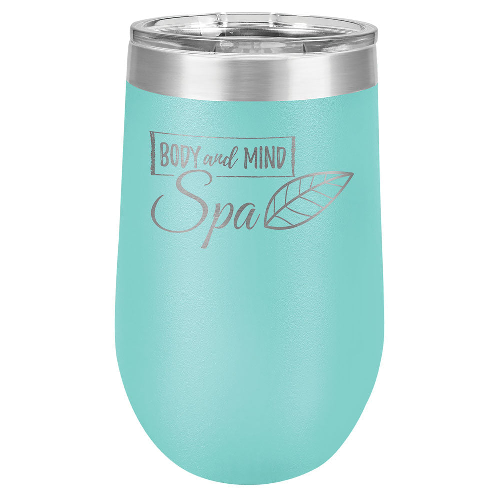 Personalized Laser Engraved Polar Camel 16 oz. Teal Vacuum Insulated Stemless Tumbler with Lid