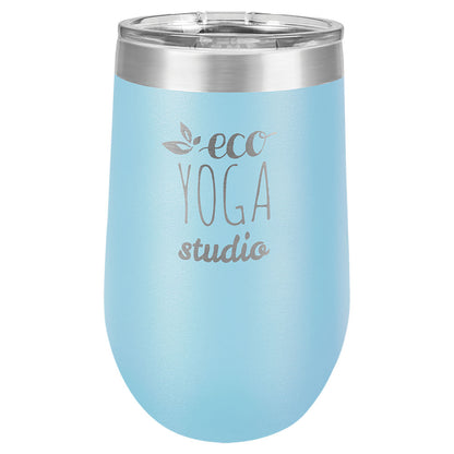 Personalized Laser Engraved Polar Camel 16 oz. Light Blue Vacuum Insulated Stemless Tumbler with Lid