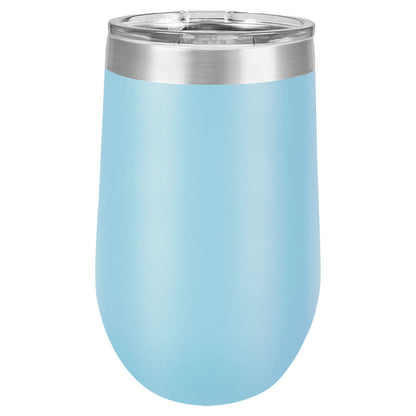 Personalized Laser Engraved Polar Camel 16 oz. Light Blue Vacuum Insulated Stemless Tumbler with Lid