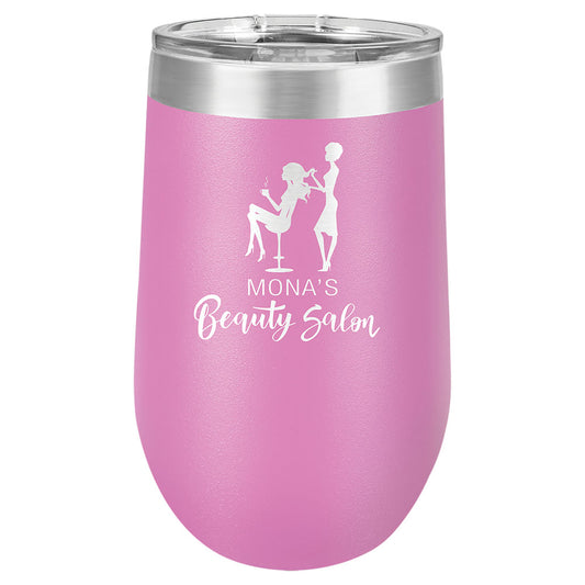 Personalized Laser Engraved Polar Camel 16 oz. Light Purple Vacuum Insulated Stemless Tumbler with Lid