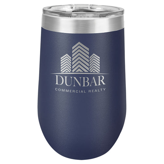 Personalized Laser Engraved Polar Camel 16 oz. Navy Blue Vacuum Insulated Stemless Tumbler with Lid