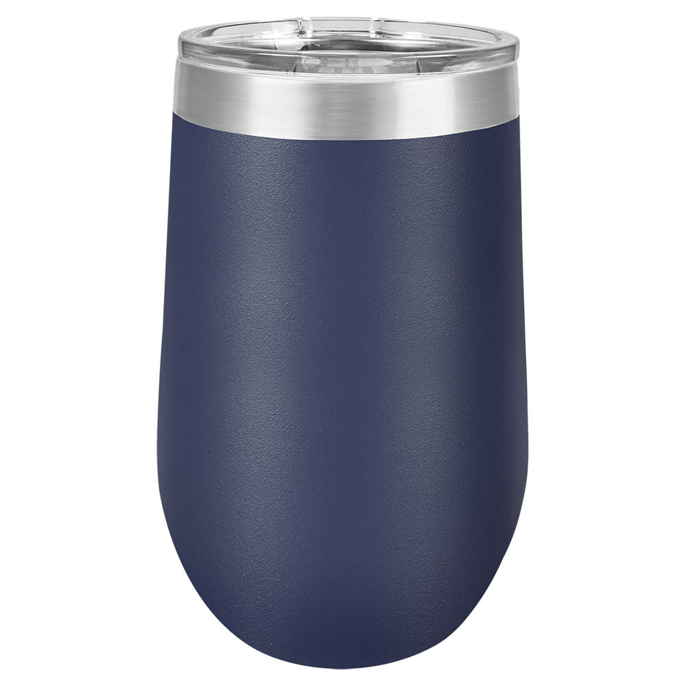 Personalized Laser Engraved Polar Camel 16 oz. Navy Blue Vacuum Insulated Stemless Tumbler with Lid