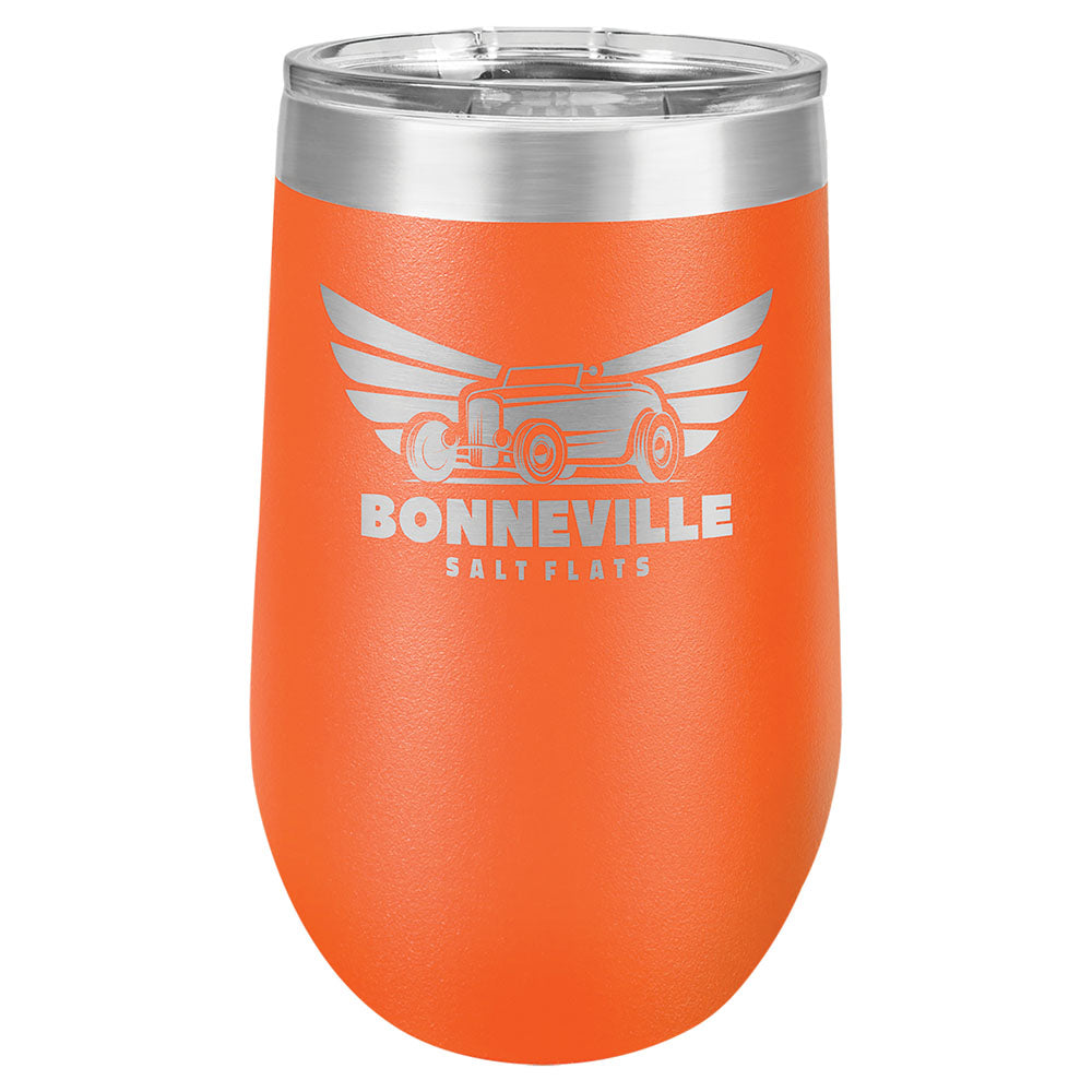 Personalized Laser Engraved Polar Camel 16 oz. Orange Vacuum Insulated Stemless Tumbler with Lid