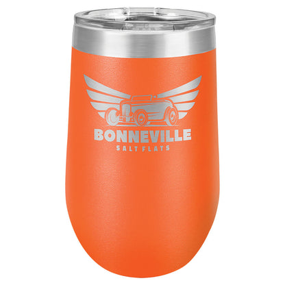 Personalized Laser Engraved Polar Camel 16 oz. Orange Vacuum Insulated Stemless Tumbler with Lid