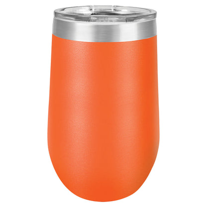 Personalized Laser Engraved Polar Camel 16 oz. Orange Vacuum Insulated Stemless Tumbler with Lid