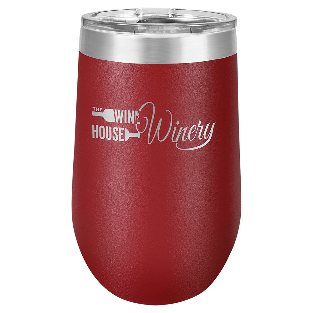 Personalized Laser Engraved Polar Camel 16 oz. Maroon Vacuum Insulated Stemless Tumbler with Lid