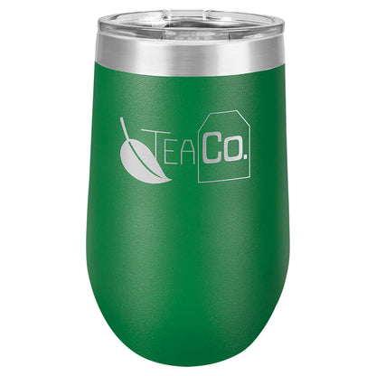 Personalized Laser Engraved Polar Camel 16 oz. Green Vacuum Insulated Stemless Tumbler with Lid