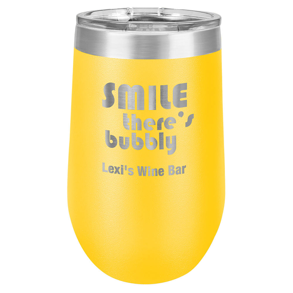 Personalized Laser Engraved Polar Camel 16 oz. Yellow Vacuum Insulated Stemless Tumbler with Lid