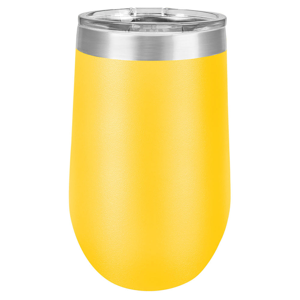 Personalized Laser Engraved Polar Camel 16 oz. Yellow Vacuum Insulated Stemless Tumbler with Lid