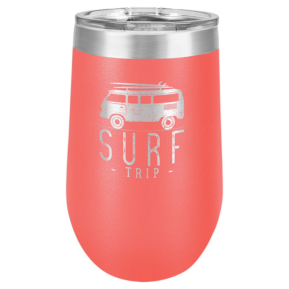 Personalized Laser Engraved Polar Camel 16 oz. Coral Vacuum Insulated Stemless Tumbler with Lid