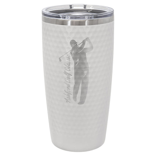 Personalized Laser Engraved Polar Camel 20 oz. White Golf Tumbler with Dimples and Slider Lid