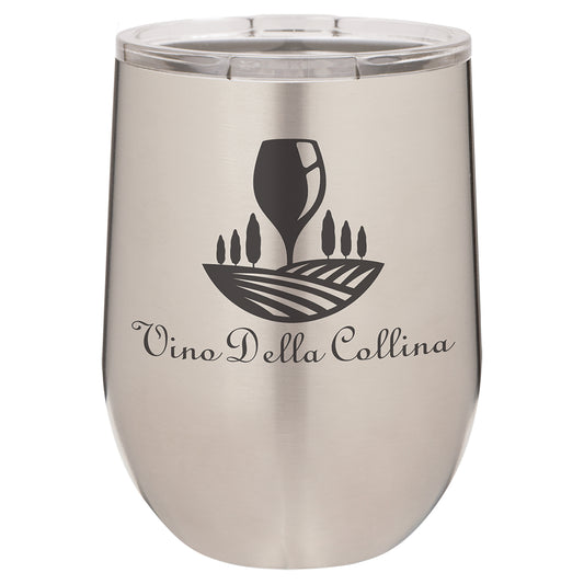 Personalized Laser Engraved  Stainless Steel 12 oz. Polar Camel Stemless Wine Tumbler with Clear Lid