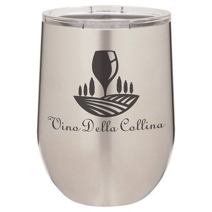 Personalized Laser Engraved Polar Camel 12 oz. Stainless Steel Vacuum Insulated Stemless Wine Tumbler with Lid