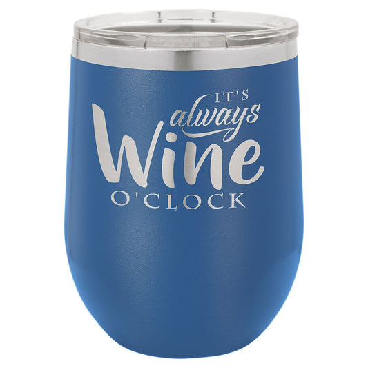 Personalized Laser Engraved Polar Camel 12 oz. Royal Blue Vacuum Insulated Stemless Wine Tumbler with Lid