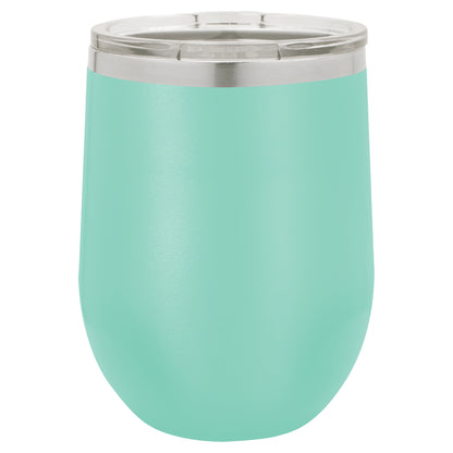 Personalized Laser Engraved  Teal 12 oz. Polar Camel Stemless Wine Tumbler with Clear Lid