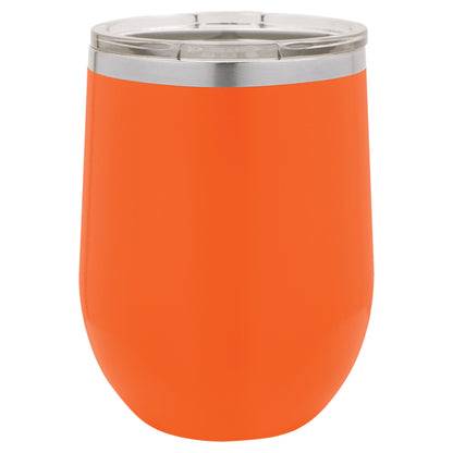 Personalized Laser Engraved  Orange 12 oz. Polar Camel Stemless Wine Tumbler with Clear Lid