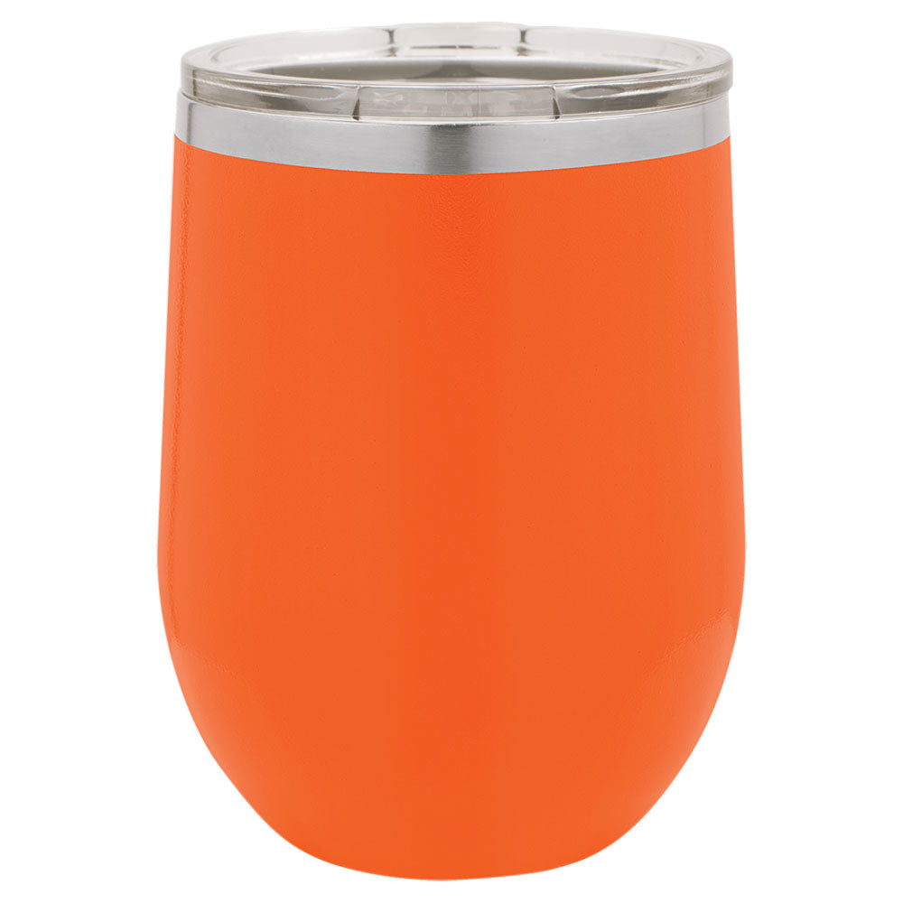 Personalized Laser Engraved Polar Camel 12 oz. Orange Vacuum Insulated Stemless Wine Tumbler with Lid