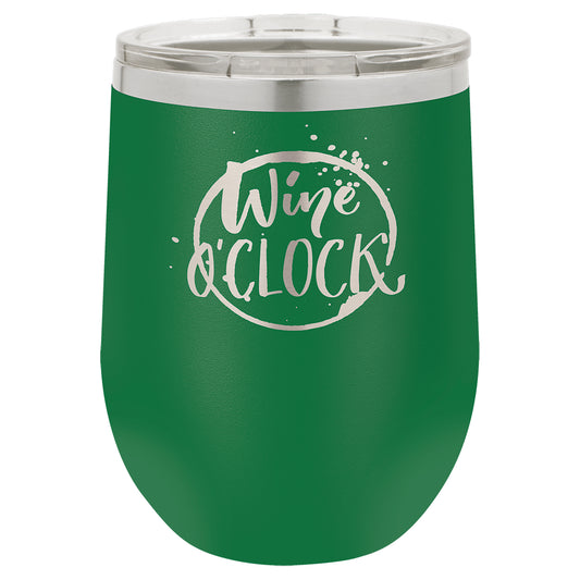 Personalized Laser Engraved  Green 12 oz. Polar Camel Stemless Wine Tumbler with Clear Lid