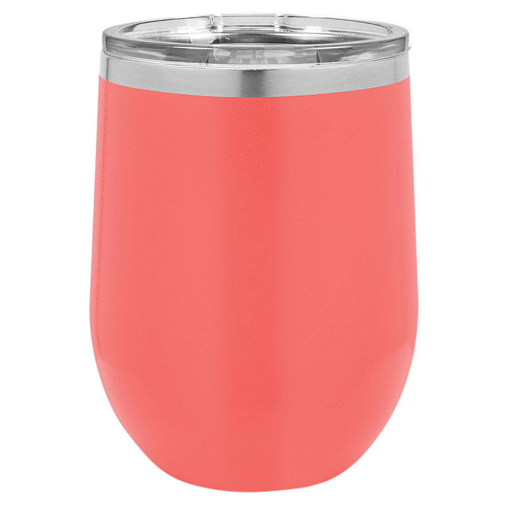 Personalized Laser Engraved Polar Camel 12 oz. Coral Vacuum Insulated Stemless Wine Tumbler with Lid