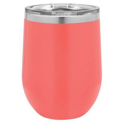 Personalized Laser Engraved Polar Camel 12 oz. Coral Vacuum Insulated Stemless Wine Tumbler with Lid