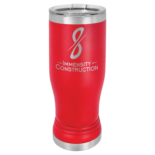 Personalized Laser Engraved  Red 14 oz. Polar Camel Pilsner Tumbler with Clear Lid