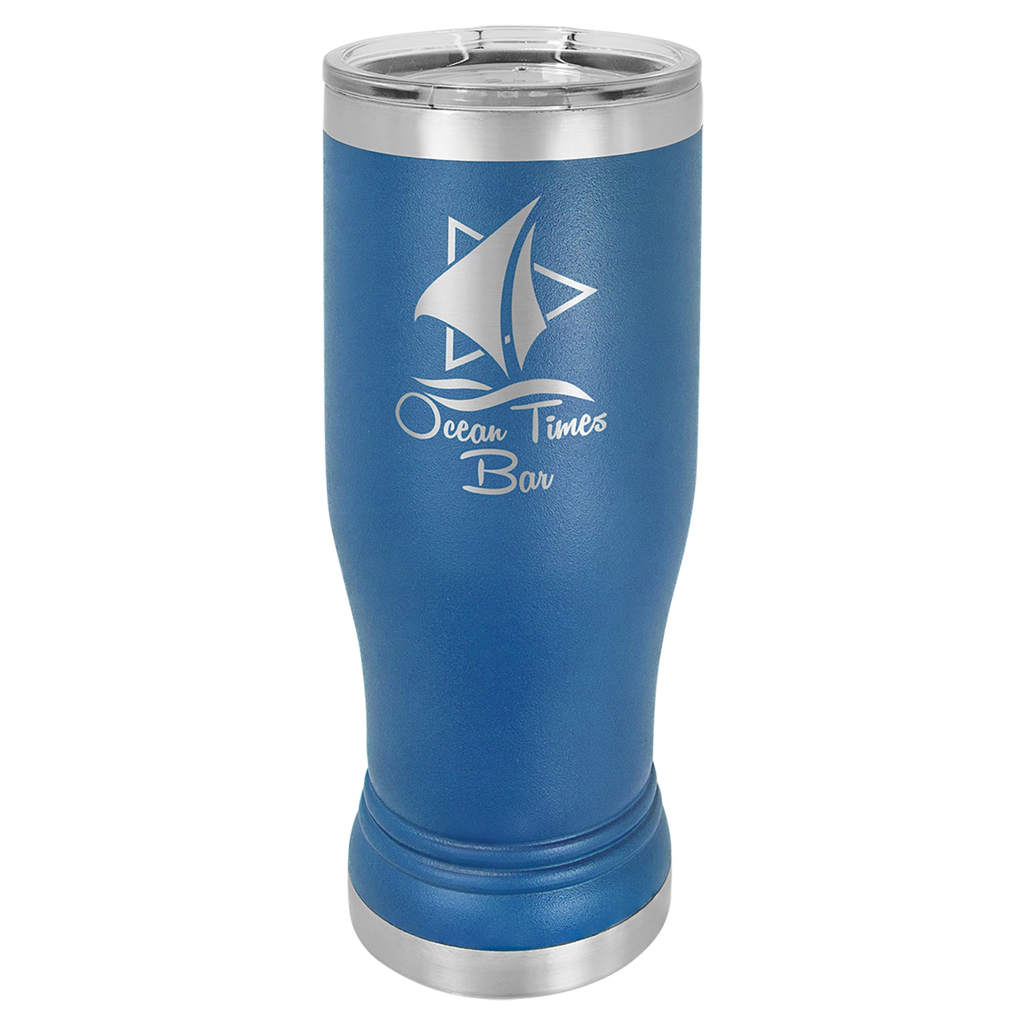 Personalized Laser Engraved  Royal Blue 14 oz. Polar Camel Pilsner Tumbler with Clear Lid