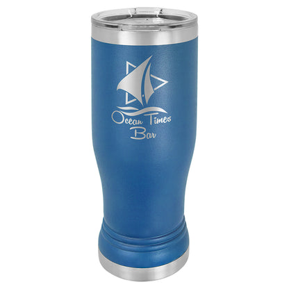 Personalized Laser Engraved  Royal Blue 14 oz. Polar Camel Pilsner Tumbler with Clear Lid