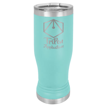 Personalized Laser Engraved  Teal 14 oz. Polar Camel Pilsner Tumbler with Clear Lid