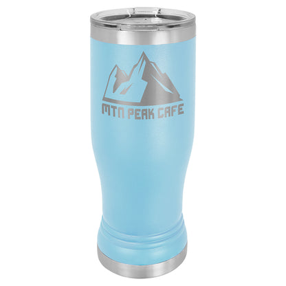 Personalized Laser Engraved  Light Blue 14 oz. Polar Camel Pilsner Tumbler with Clear Lid