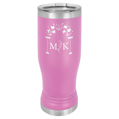 Personalized Laser Engraved  Light Purple 14 oz. Polar Camel Pilsner Tumbler with Clear Lid