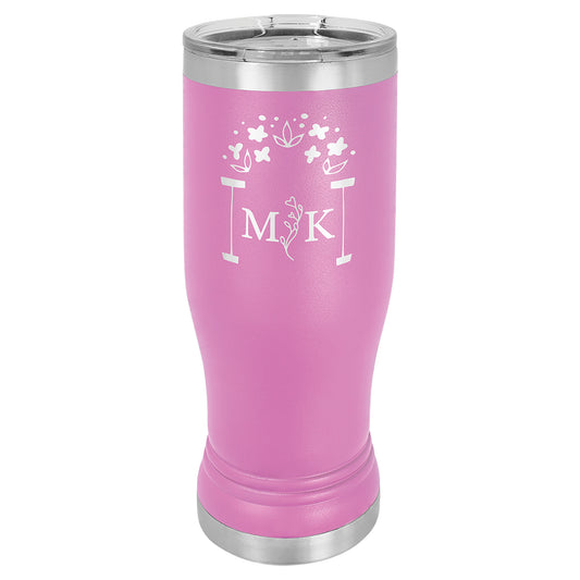 Personalized Laser Engraved  Light Purple 14 oz. Polar Camel Pilsner Tumbler with Clear Lid