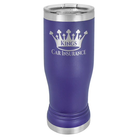 Personalized Laser Engraved  Purple 14 oz. Polar Camel Pilsner Tumbler with Clear Lid