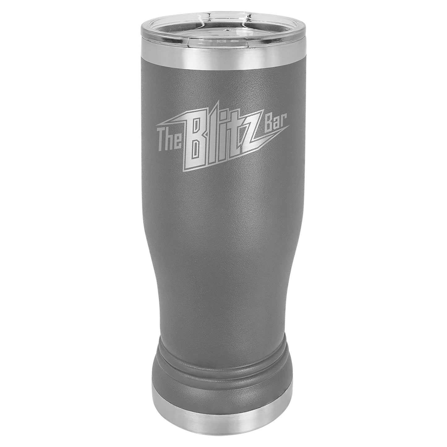 Personalized Laser Engraved  Dark Gray 14 oz. Polar Camel Pilsner Tumbler with Clear Lid