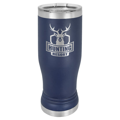 Personalized Laser Engraved  Navy Blue 14 oz. Polar Camel Pilsner Tumbler with Clear Lid