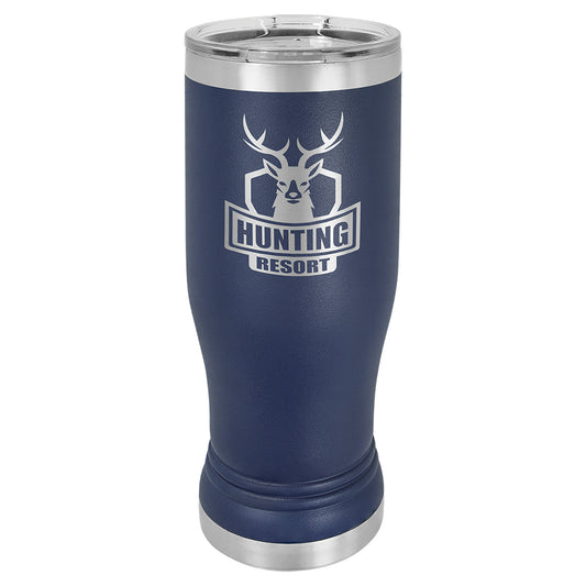 Personalized Laser Engraved  Navy Blue 14 oz. Polar Camel Pilsner Tumbler with Clear Lid