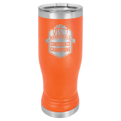 Personalized Laser Engraved  Orange 14 oz. Polar Camel Pilsner Tumbler with Clear Lid